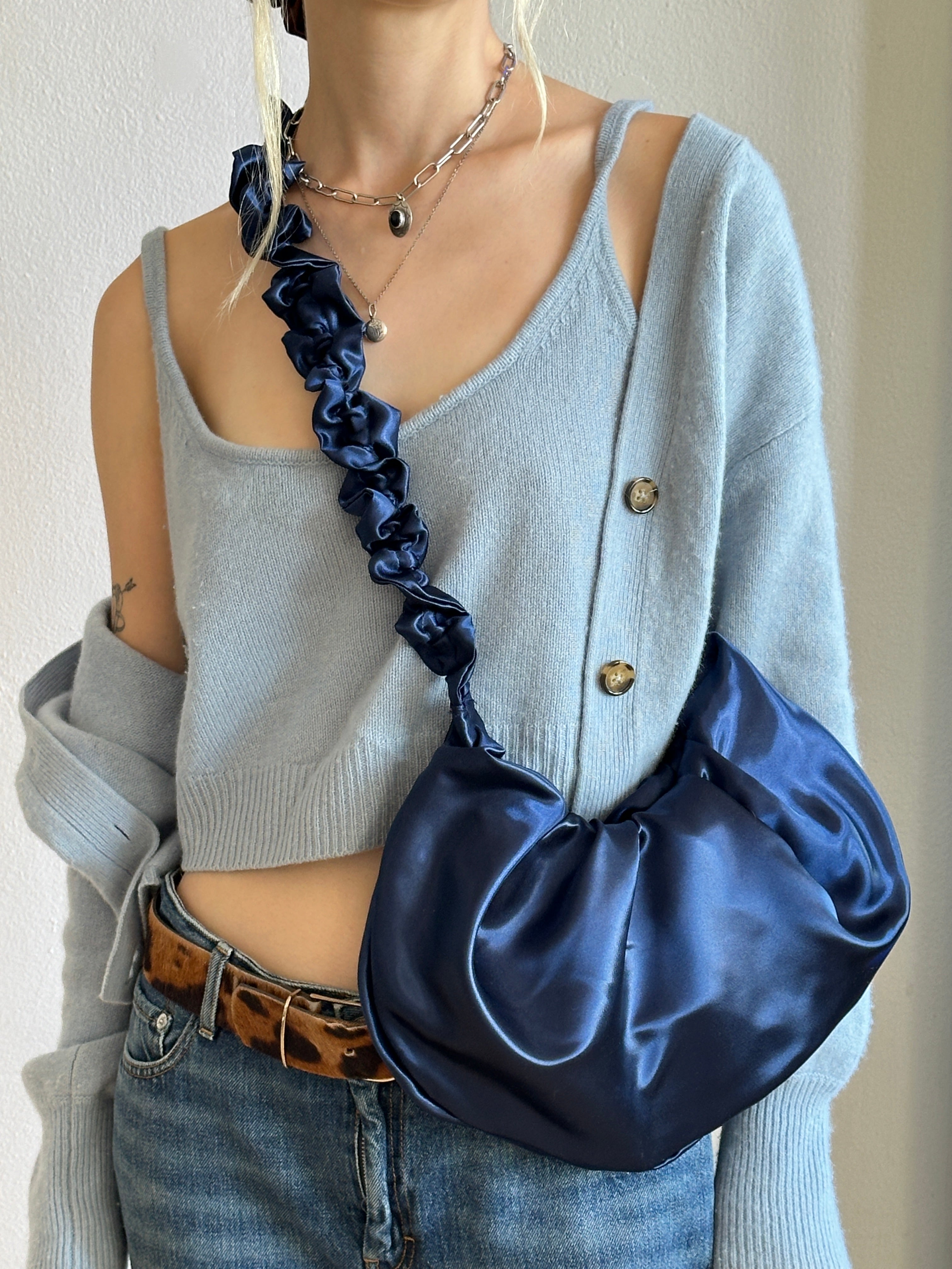 Satin Ruffle xbody Bag
