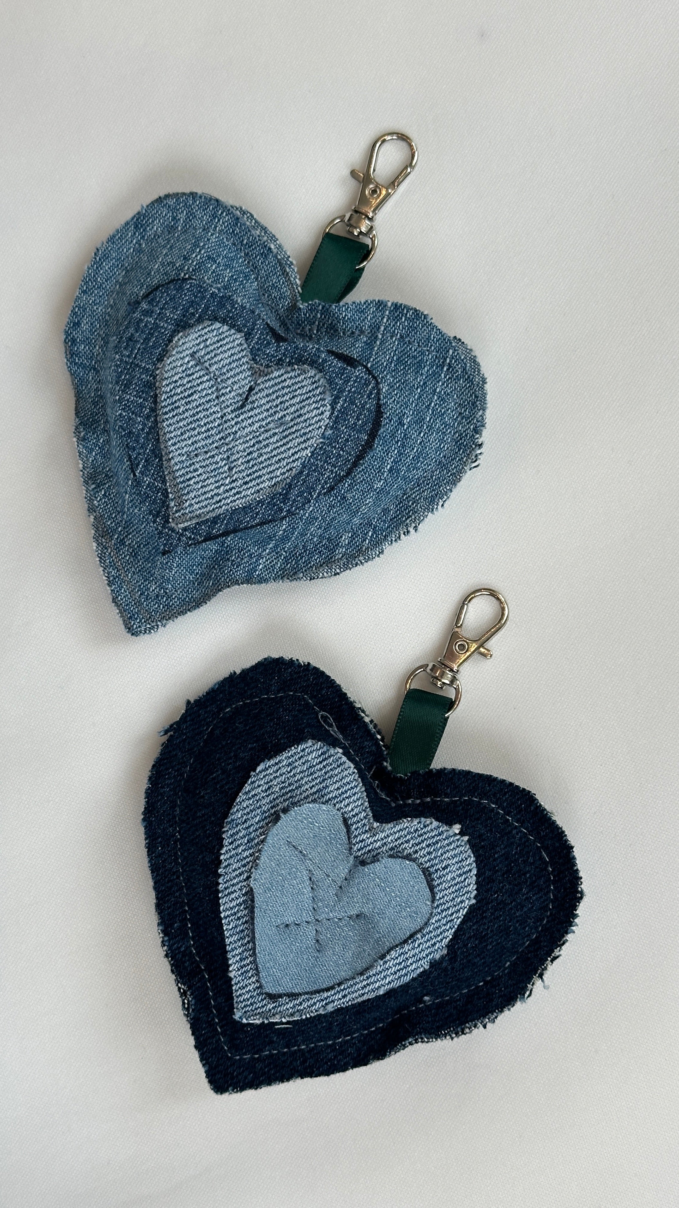 Bubbles Denim Heart Bag Charm