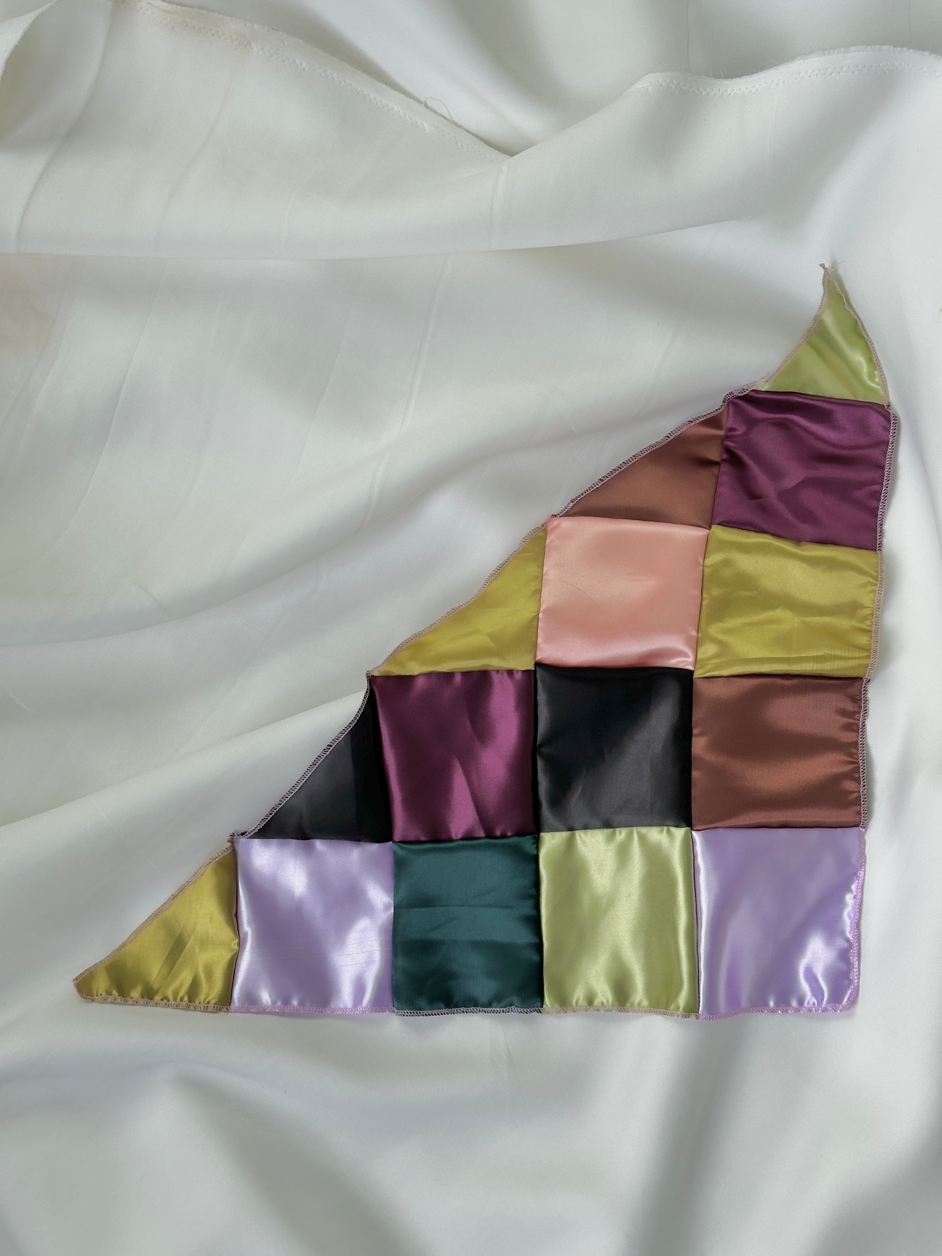 Satin Patchwork Triangle Headscarf