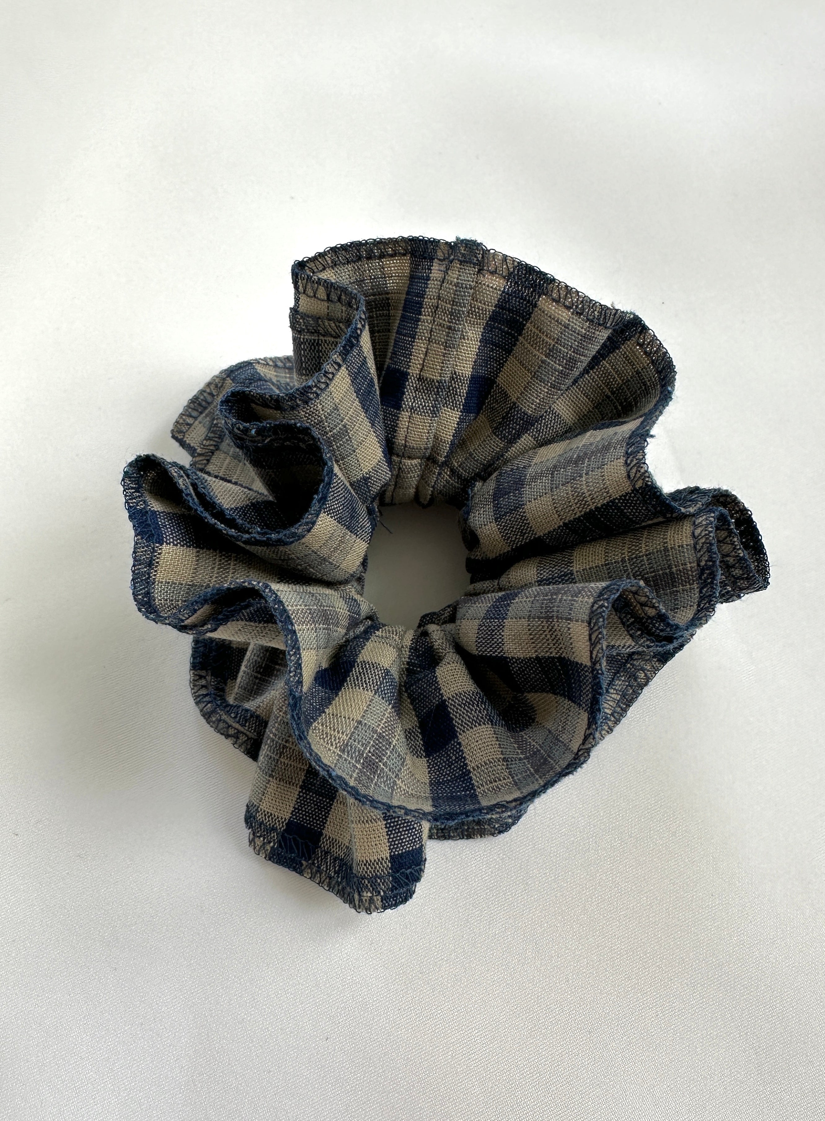 Checked Ruffle Scrunchie