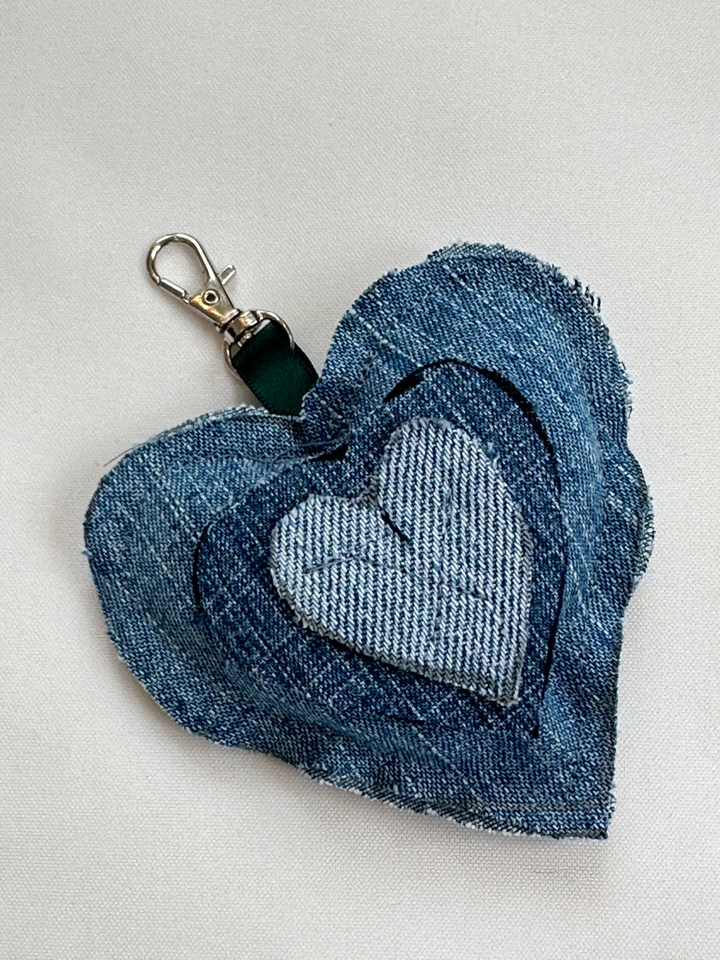 Bubbles Denim Heart Bag Charm