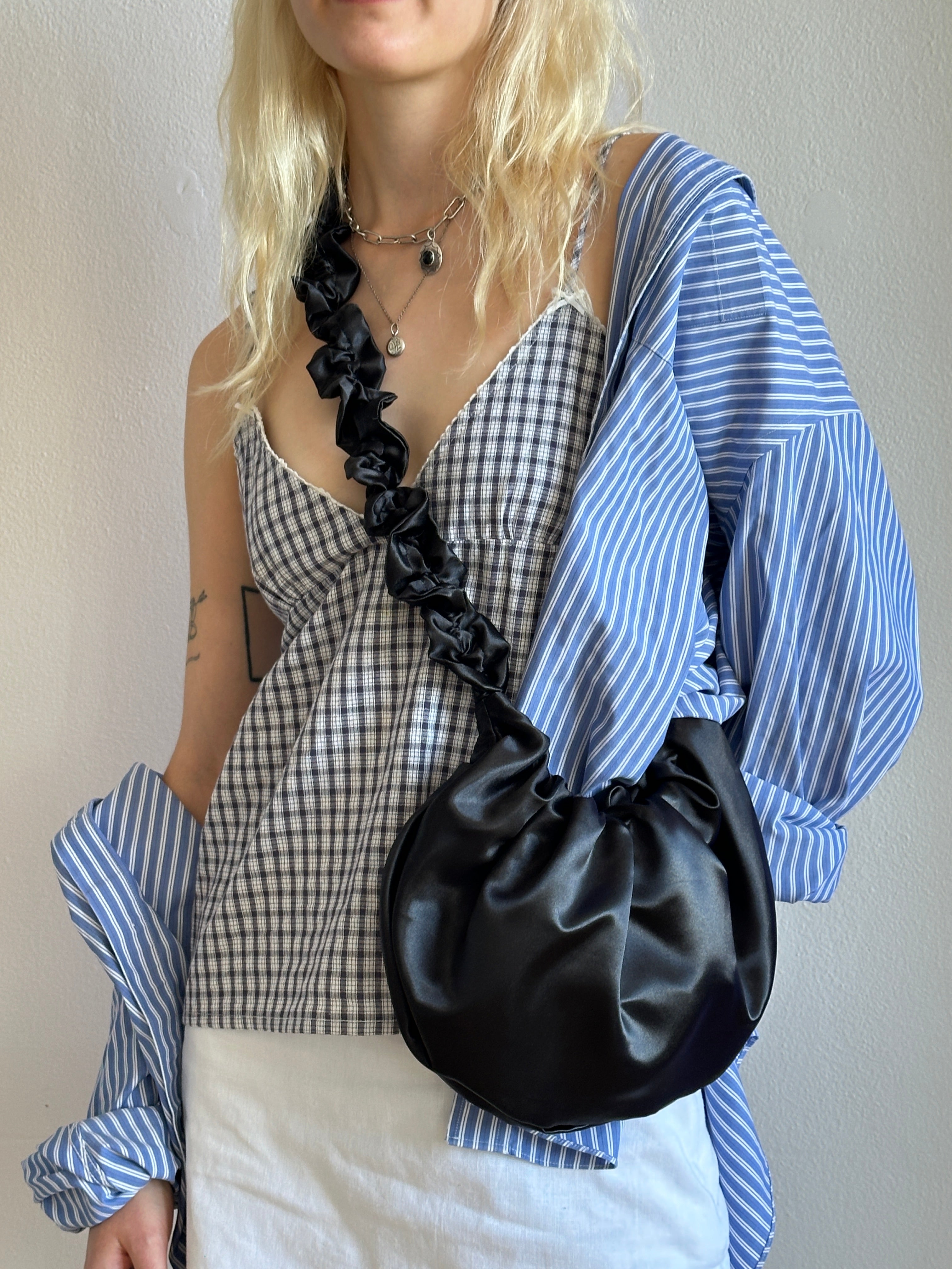 Satin Ruffle xbody Bag