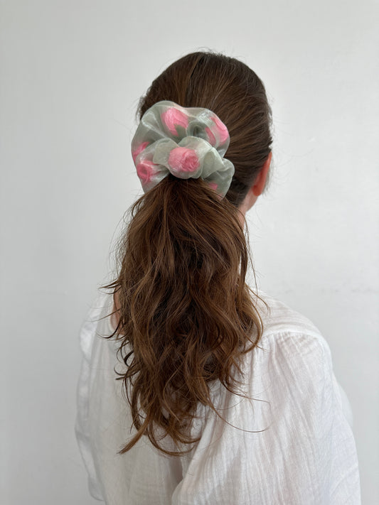 Mini Sheer Rose Stuffed Scrunchie