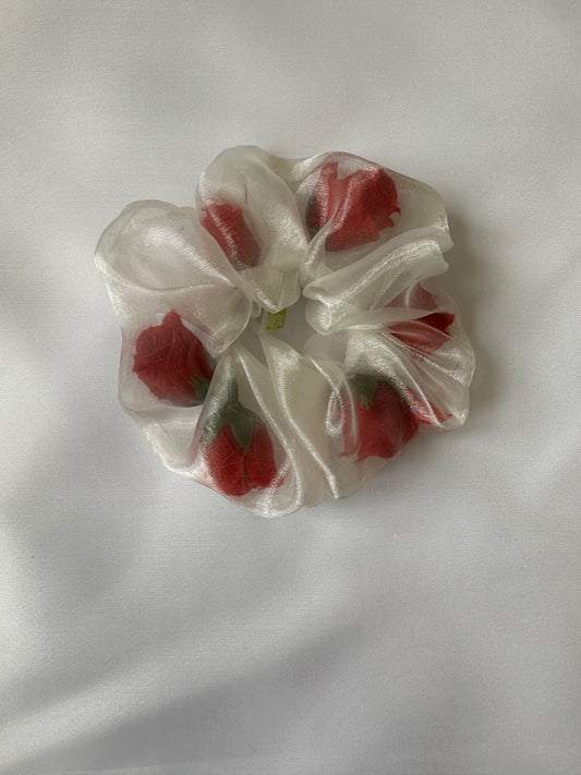 Mini Sheer Rose Stuffed Scrunchie