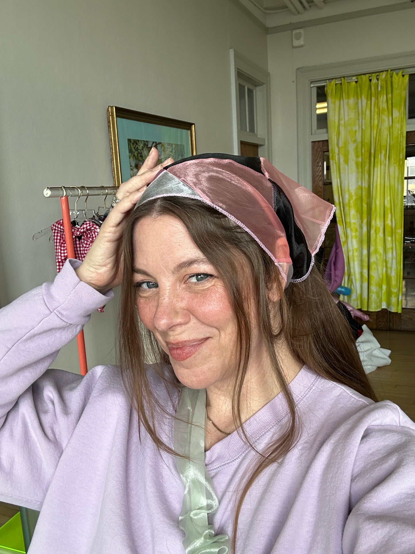 Sheer Patchwork Triangle Headscarf