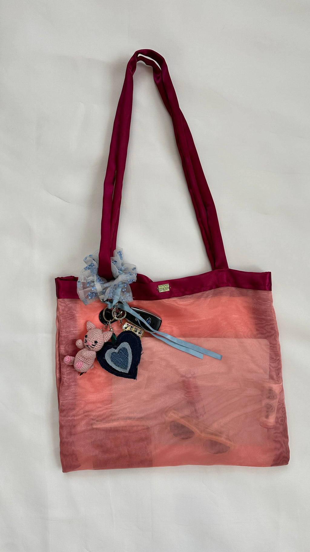 Bubbles Denim Heart Bag Charm