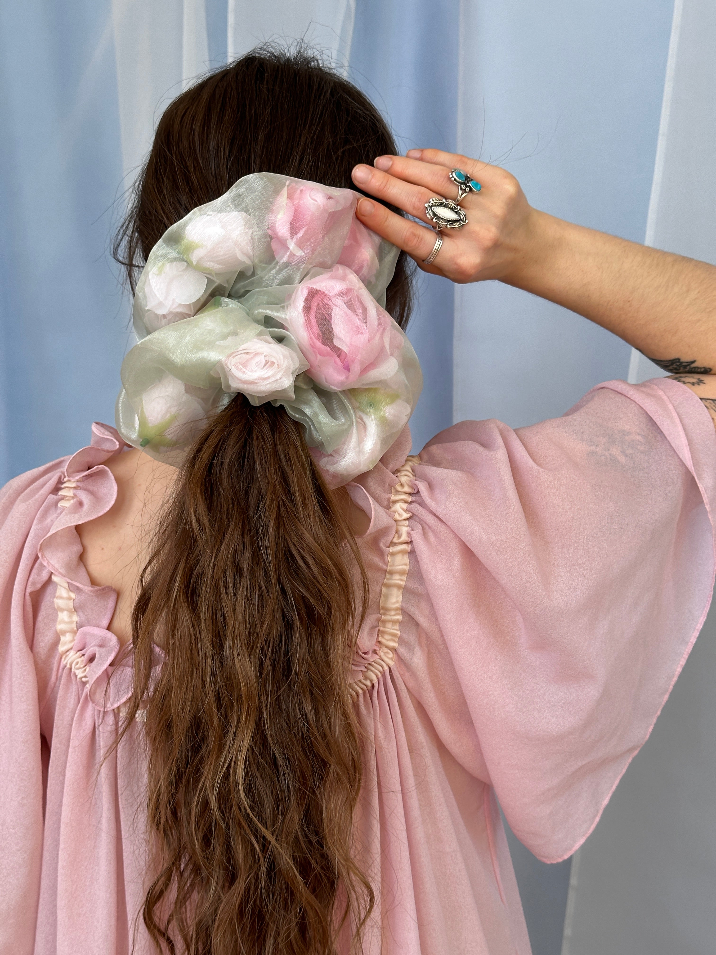 Sheer Rose Stuffed Giant Scrunchie