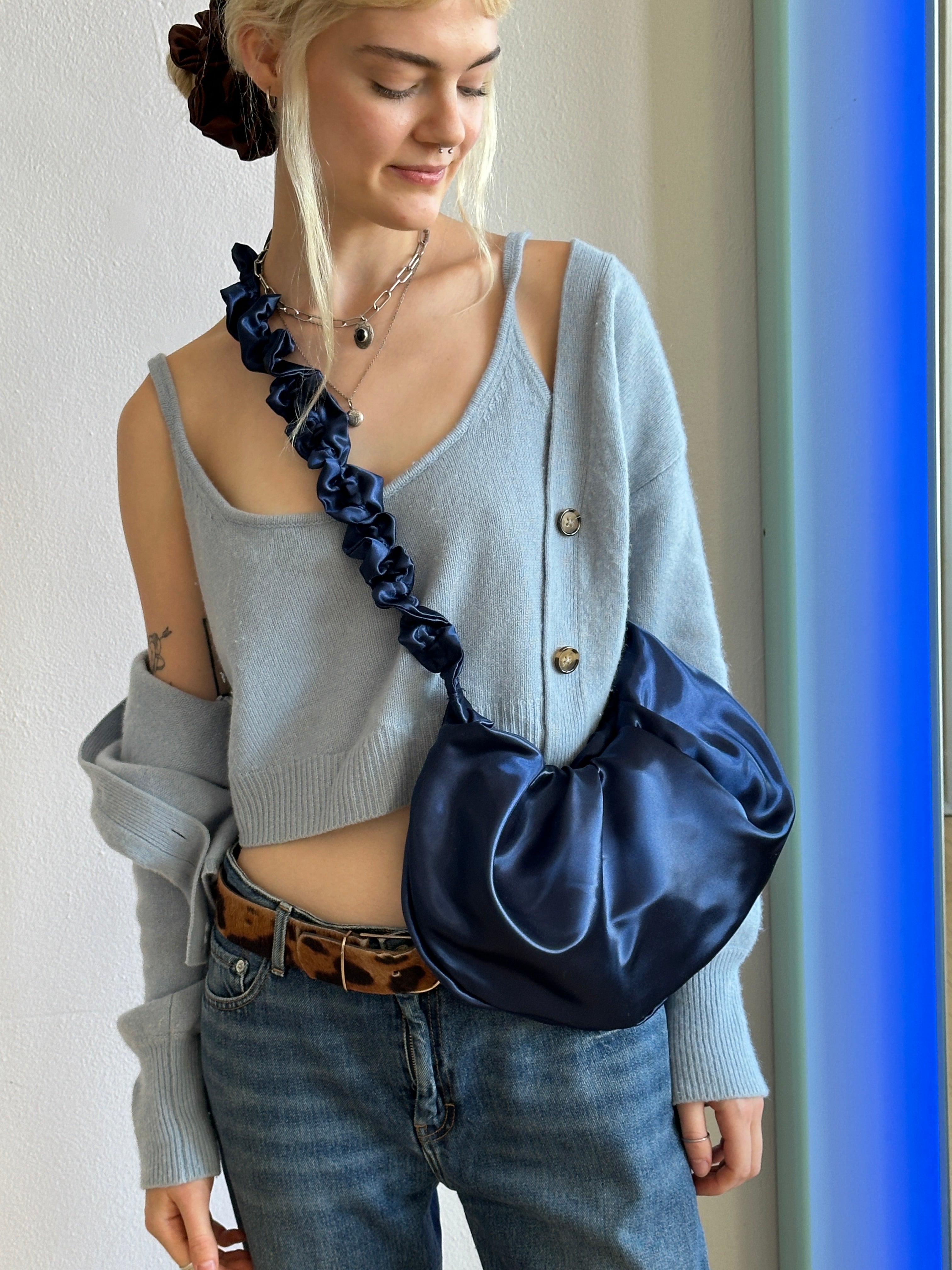 Satin Ruffle xbody Bag