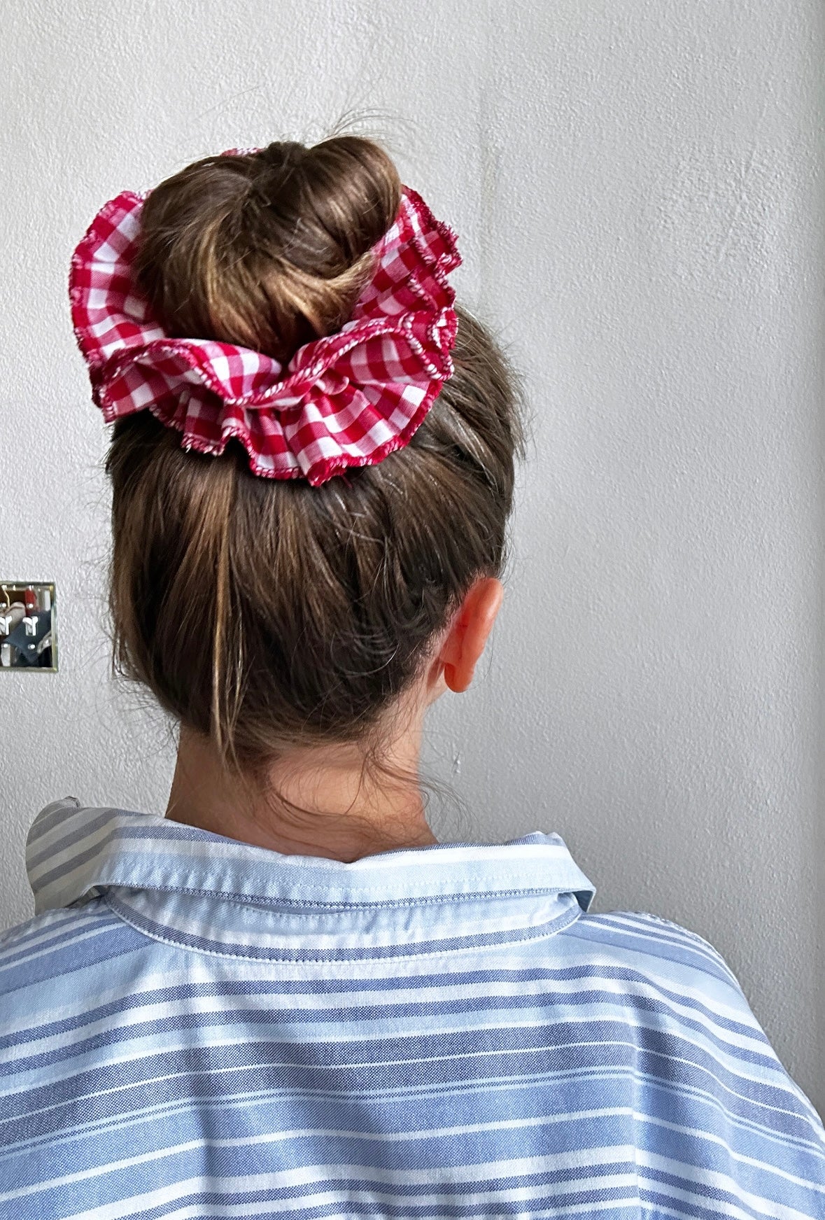 Checked Ruffle Scrunchie