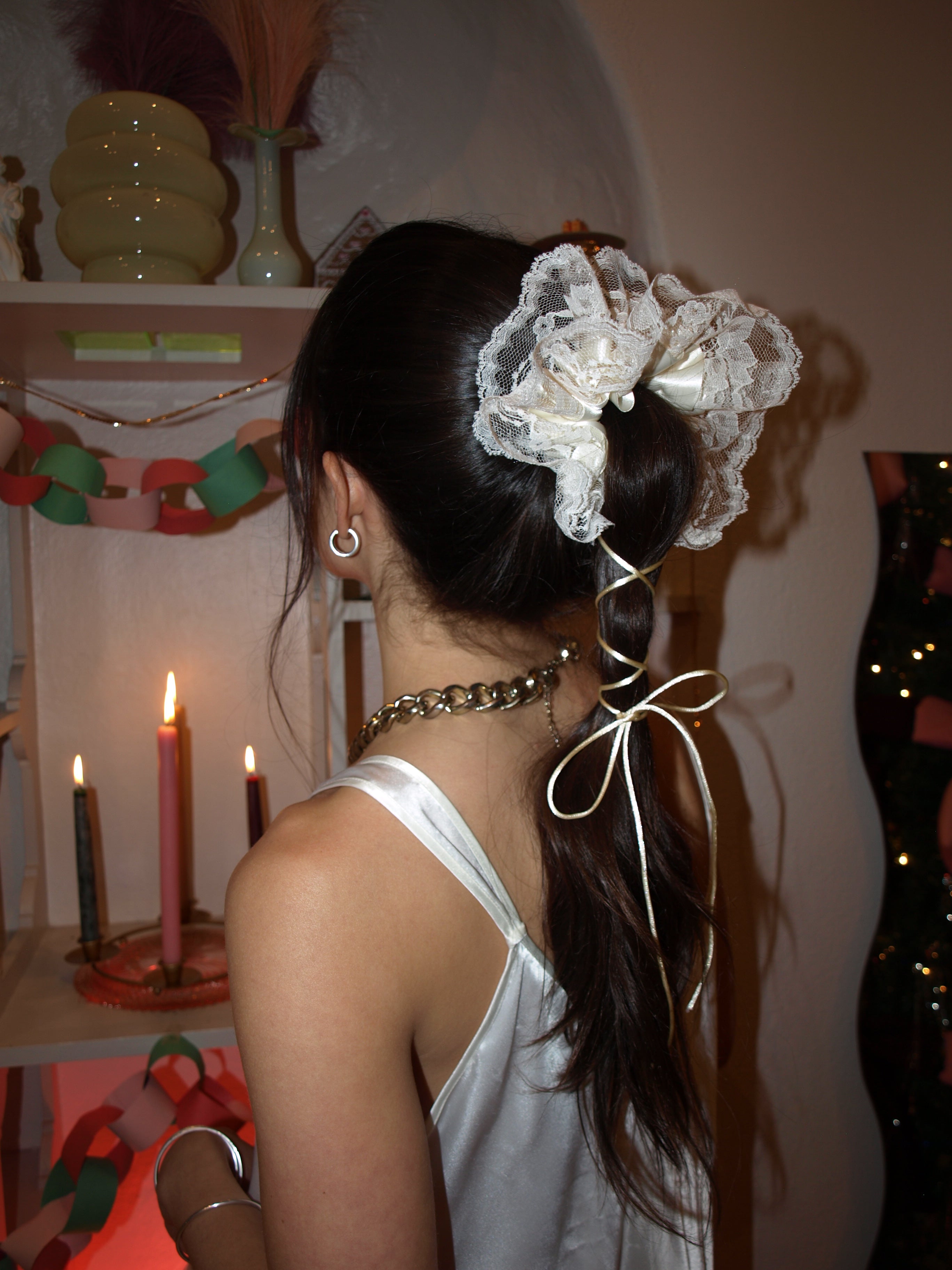 Lacy Peplum Scrunchie