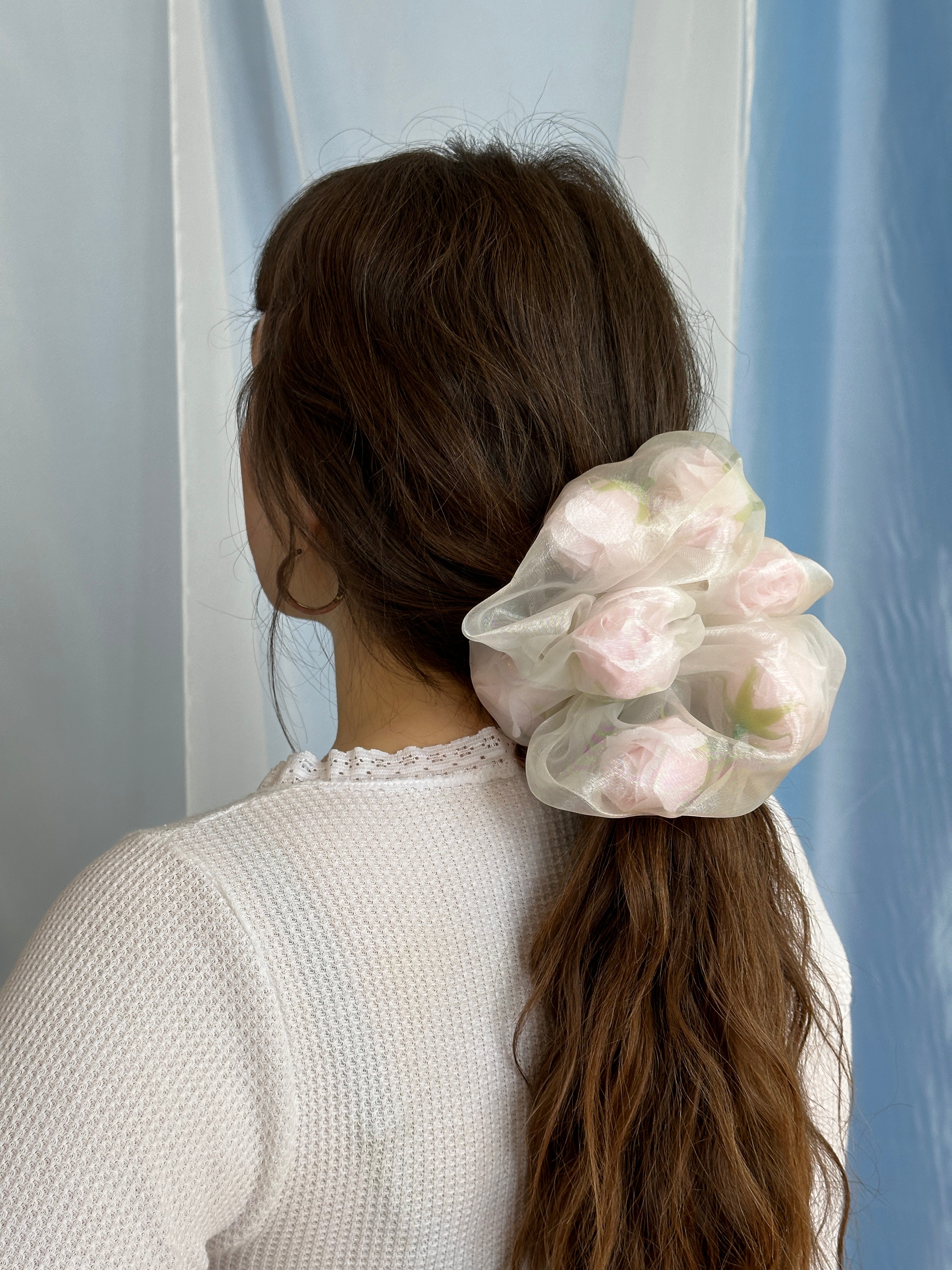 Sheer Rose Stuffed Giant Scrunchie