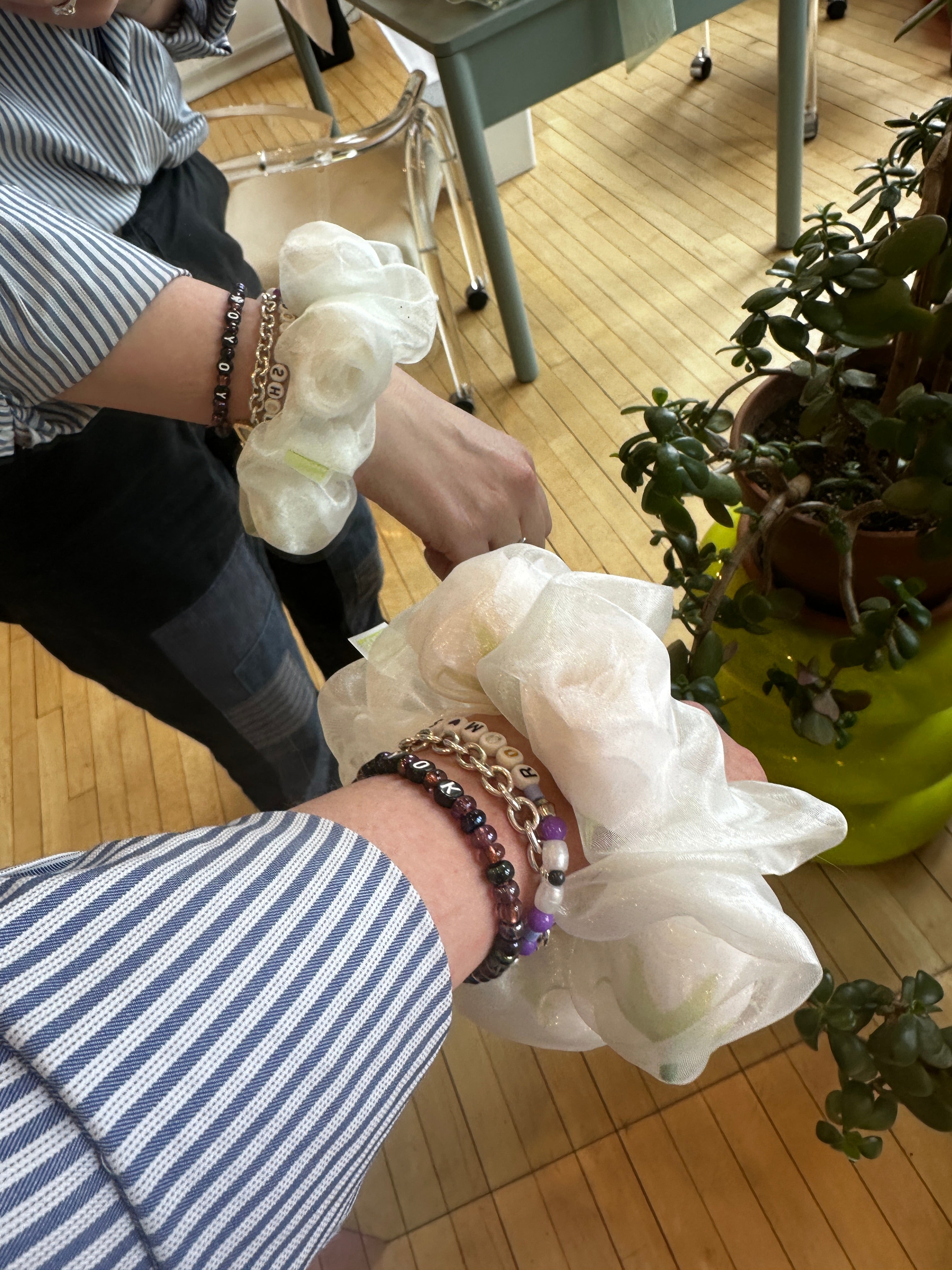 Sheer Rose Stuffed Giant Scrunchie
