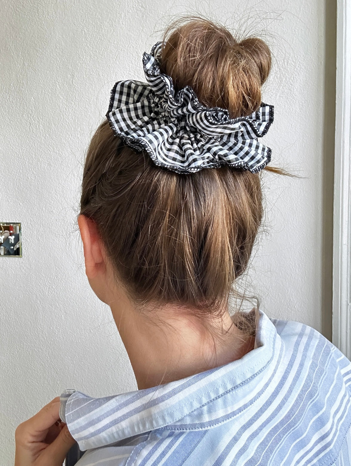Checked Ruffle Scrunchie